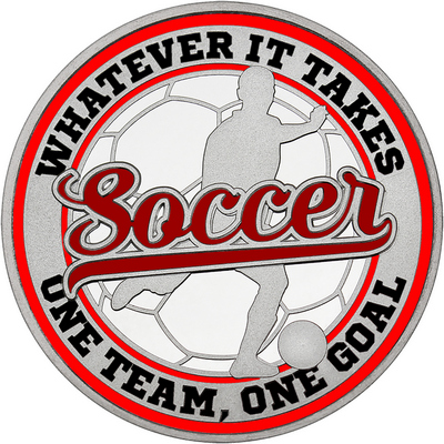 Maroon "Soccer" with Red Outer Circular Borders